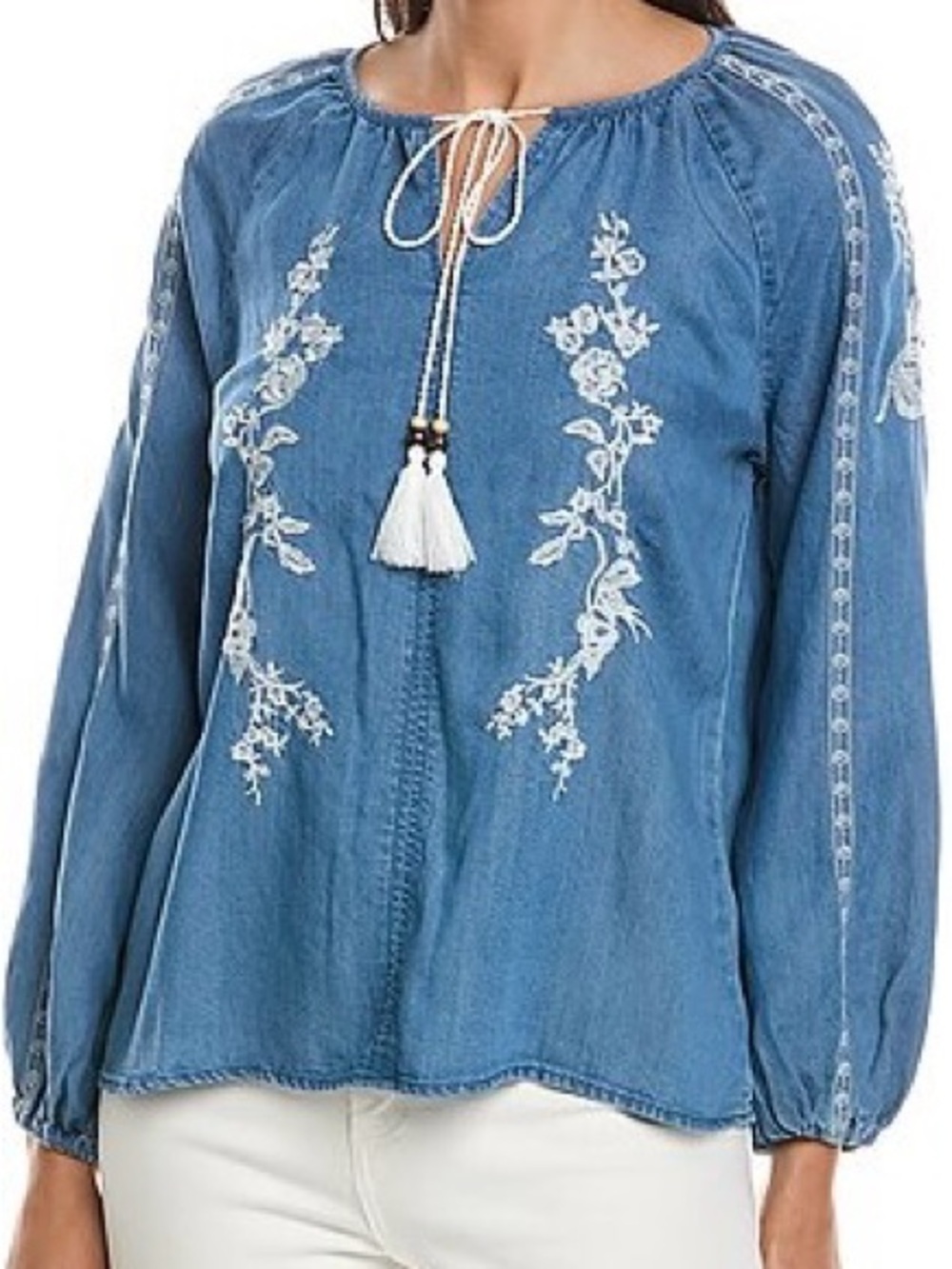 Nanette Nanette Lepore Embroidered Tie Neck Blouse